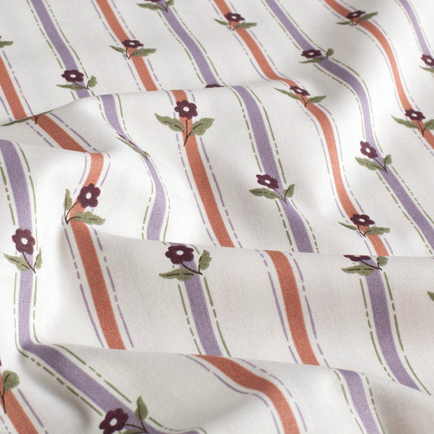 Cotton Poplin fabric Stripes Off White