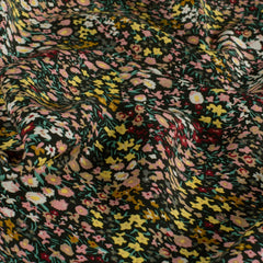 Viscose Poplin printed Flowers Black