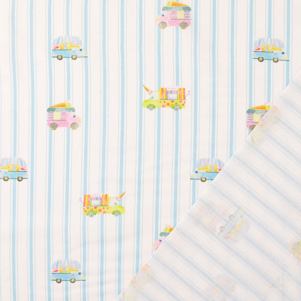 Cretonne fabric Light Blue digital printed 