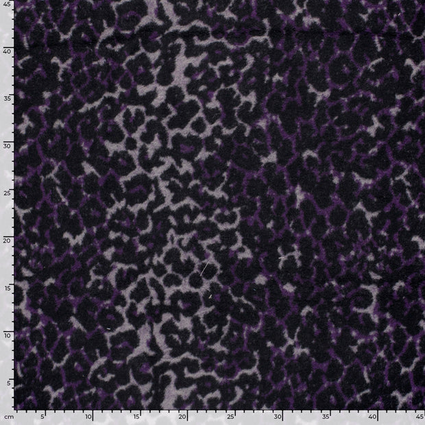 Jacquard fabric Leopards Aubergine