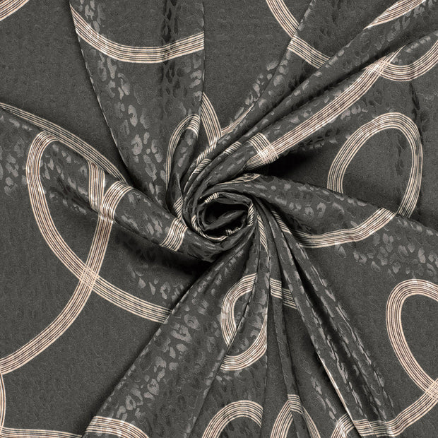 Satin Jacquard fabric Dark Grey printed 