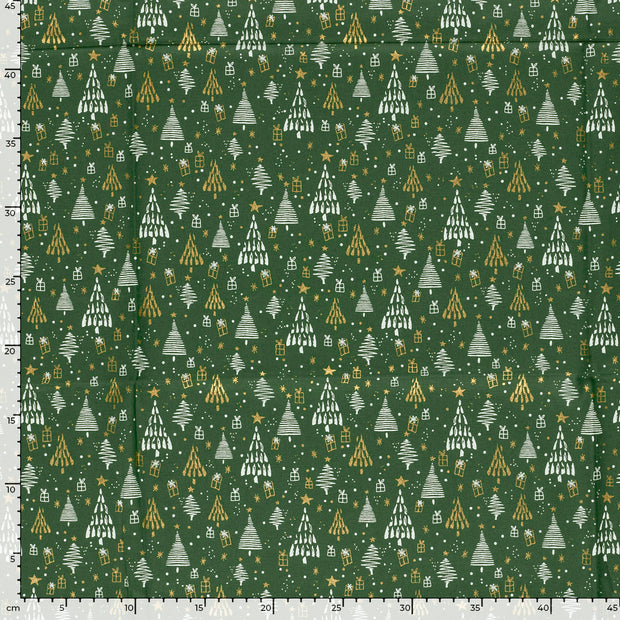 Cotton Poplin fabric Christmas Green