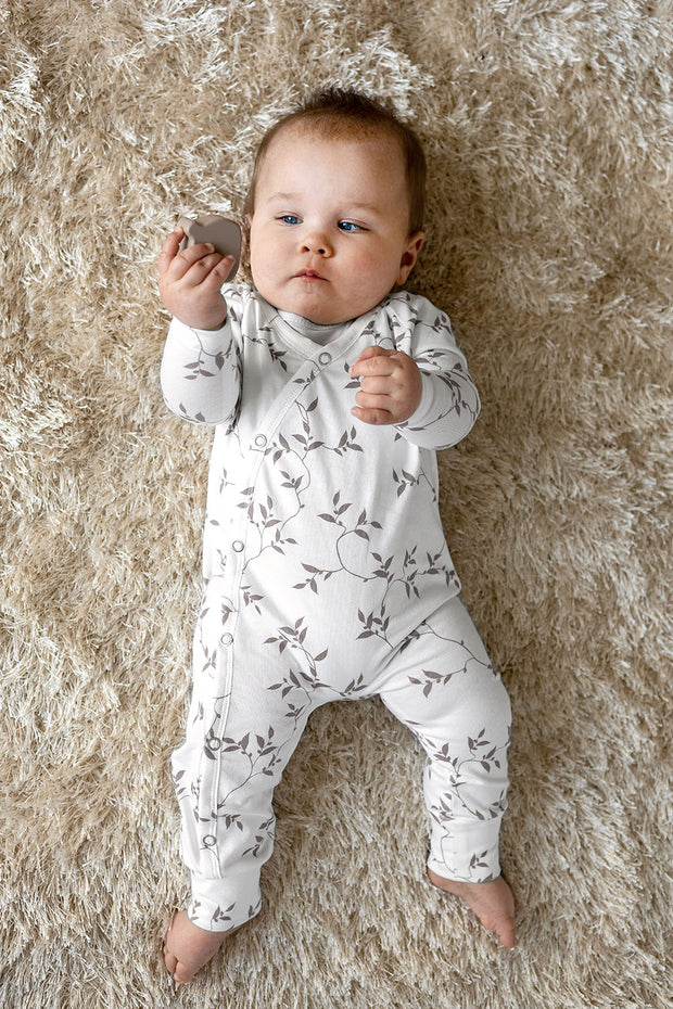 Jersey fabric Twigs Off White