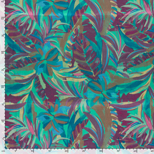 Polyester Bubble fabric Flowers Dark Mint
