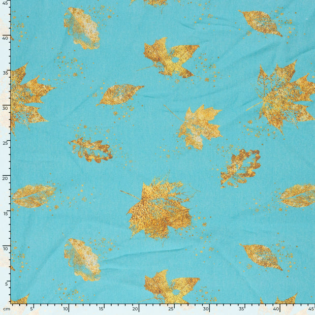 Jogging fabric Leaves Dark Mint