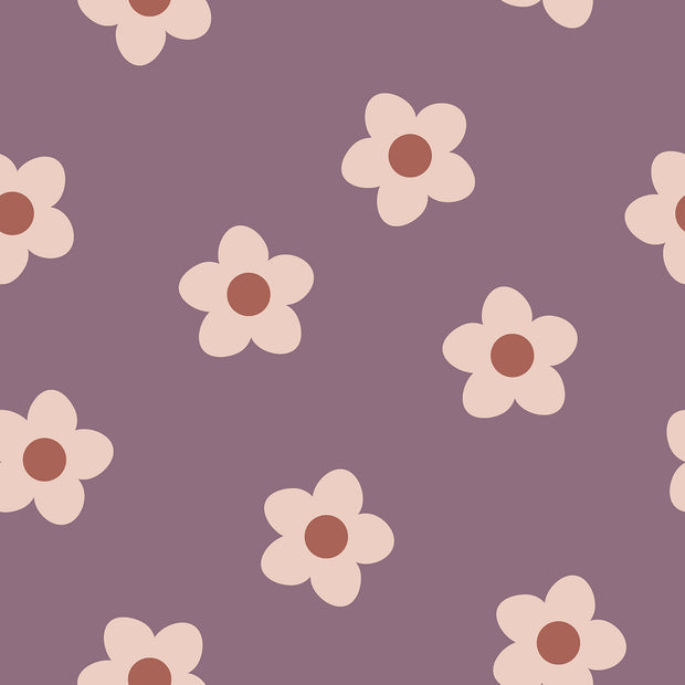 French Terry fabric Flowers Purple