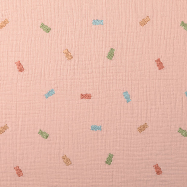 Muslin fabric Bears Pink