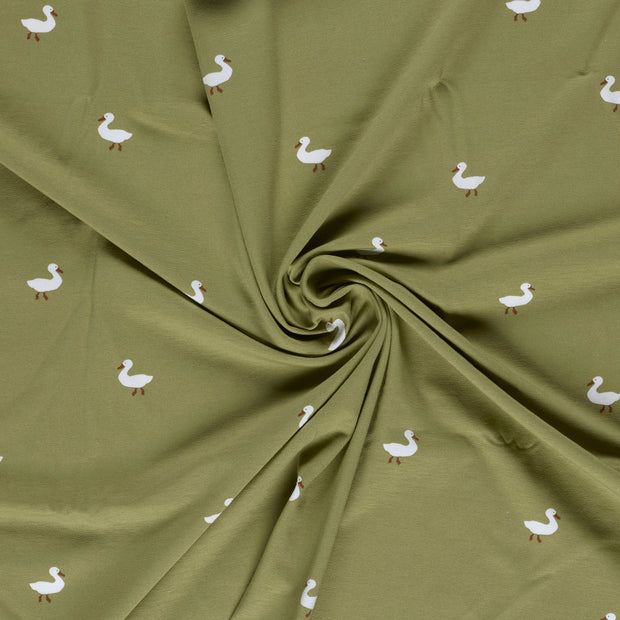 Jersey fabric Olive Green printed 