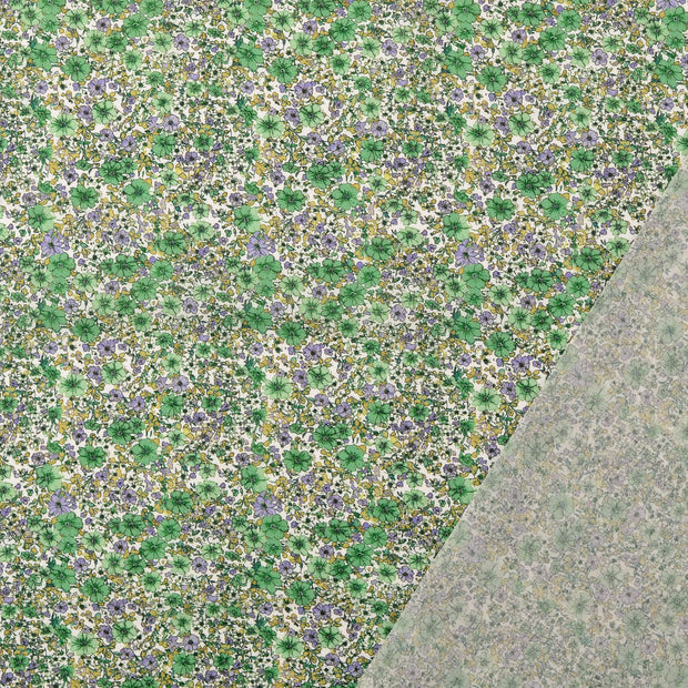 Voile fabric Green digital printed 
