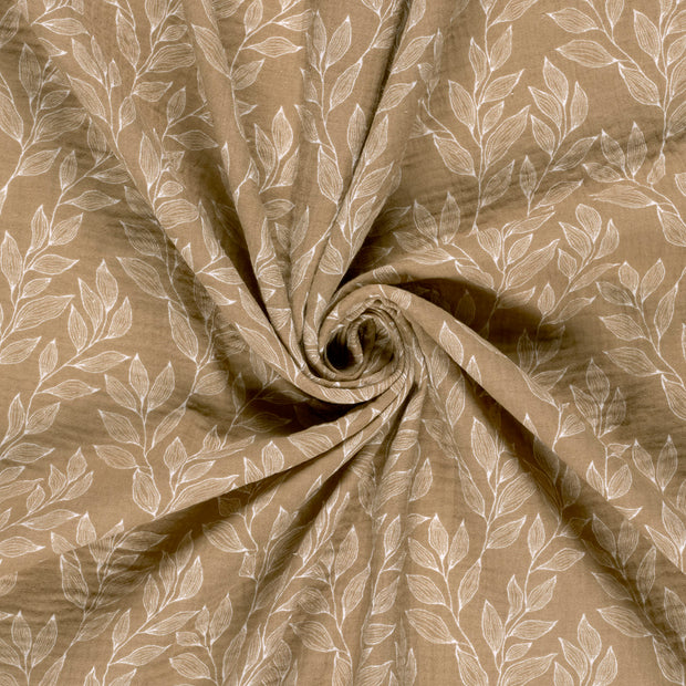 Muslin fabric Beige printed 