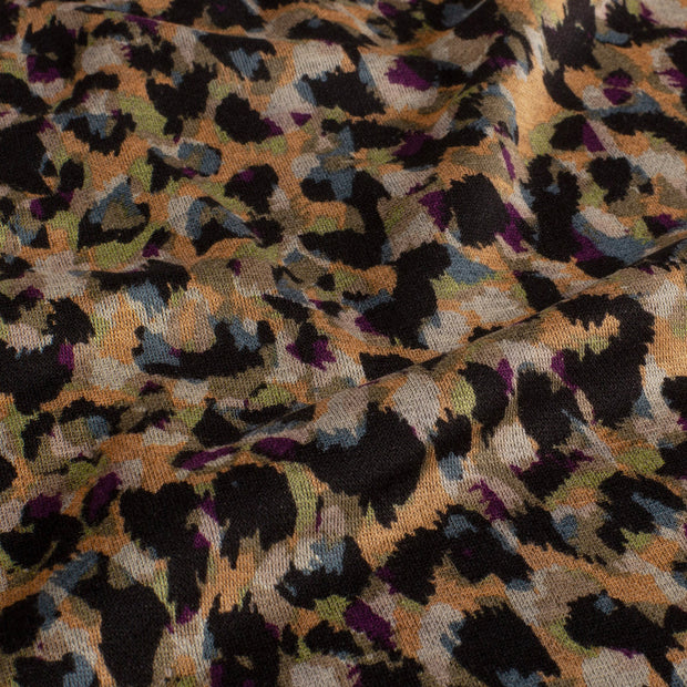 Poly Viscose Jersey fabric Abstract Camel