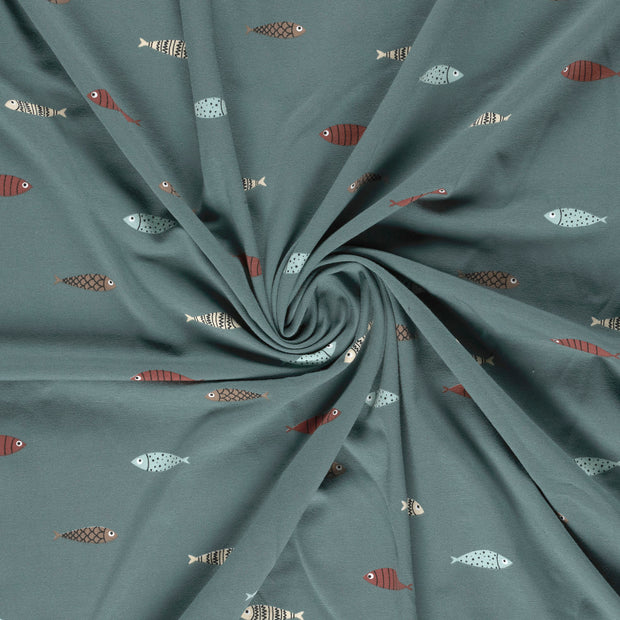 Jersey fabric Indigo printed 