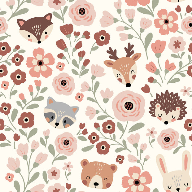 French Terry fabric Animals Off White