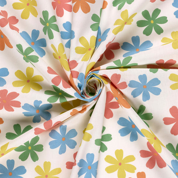 Cotton Poplin fabric Off White printed 