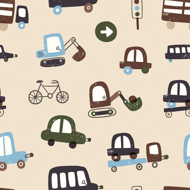Softshell fabric Cars Beige