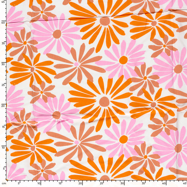 Bambus Poplin fabrik Blumen Orange