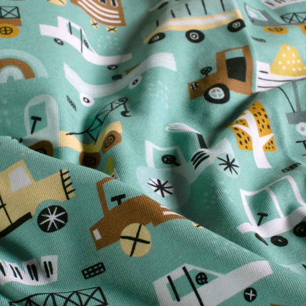 Jersey fabric Vehicles Mint