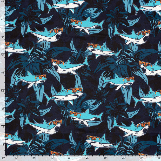 Swimshort water repellent recycled fabric Sharks Navy