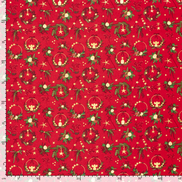 Cotton Poplin fabric Christmas Red