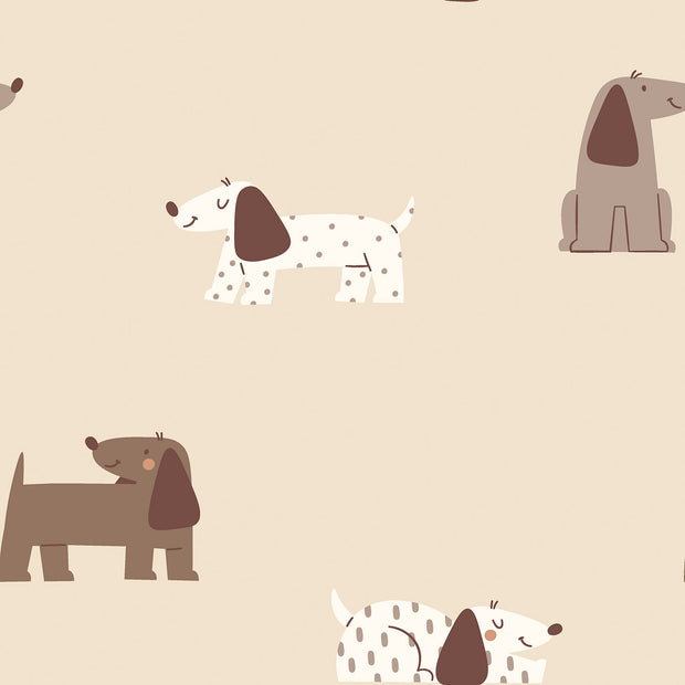 Terry Crepe fabric Dogs Beige