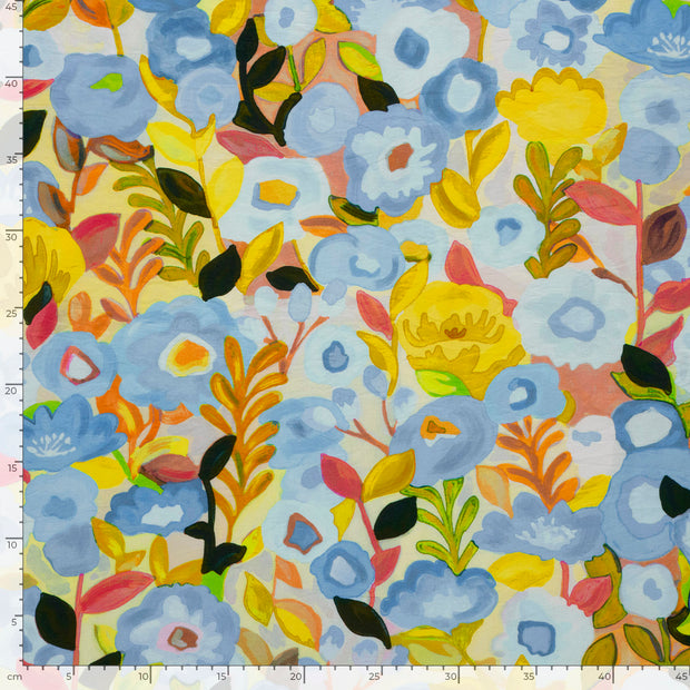 Viscose Nylon Ottoman fabrik Blumen Hellblau