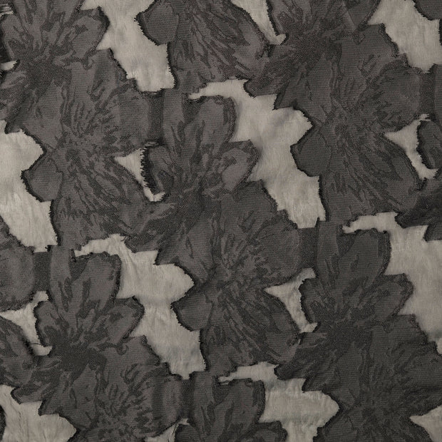 Jacquard fabric Flowers Black
