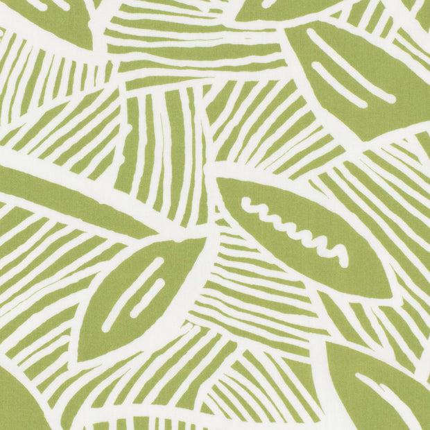 Cotton Satin fabric Leaves Lime Green