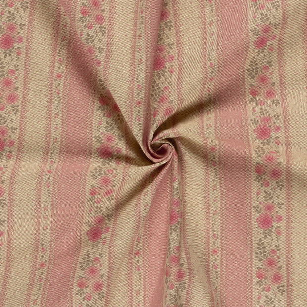 Linen Look fabric Light Pink digital printed 