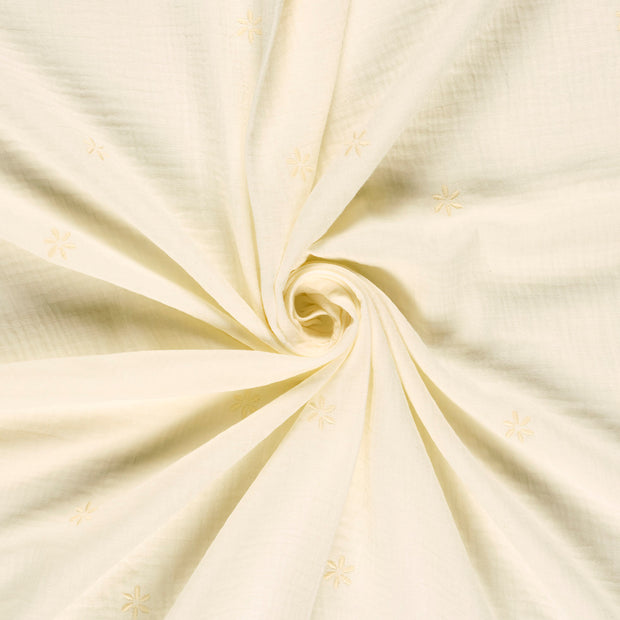 Muslin fabric Off White embroidered 