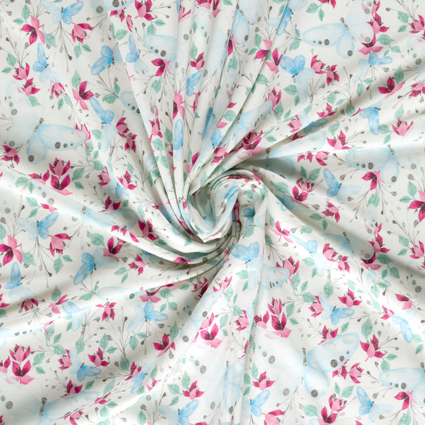 French Terry fabric Off White brushed and digital printed 