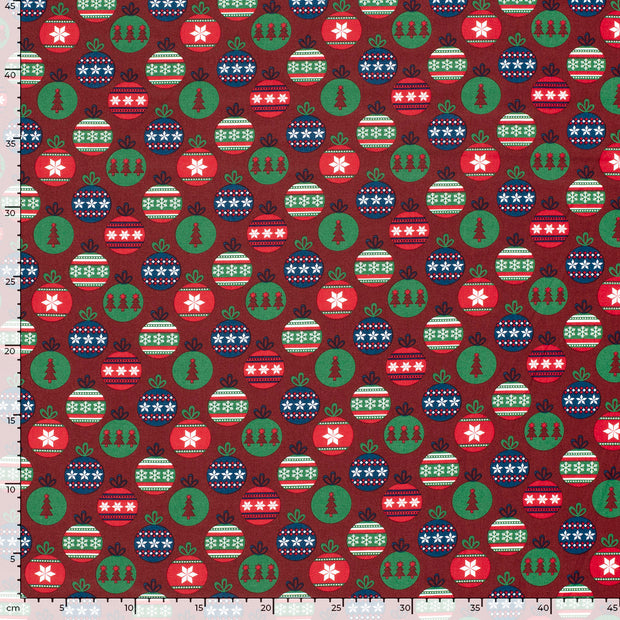 Baumwolle Popeline fabrik Weihnachtskugeln Rot
