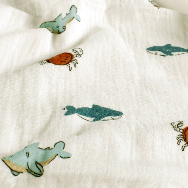 Muslin fabric Animals Off White