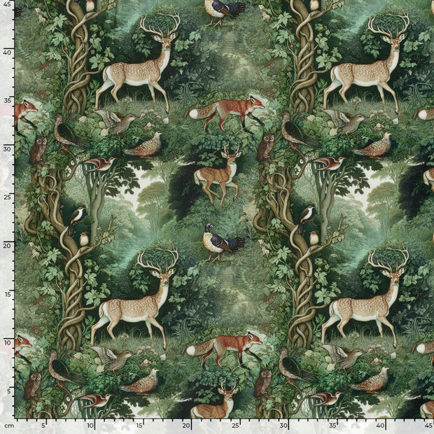 Panama fabric Animals Green