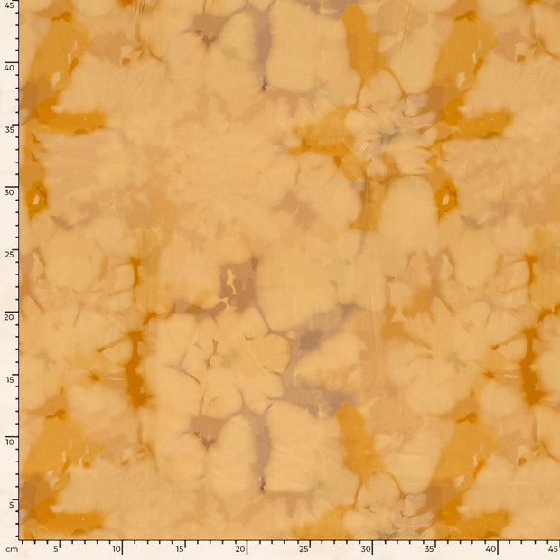 Viscose Satijn stof Bloemen Camel