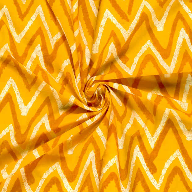 Voile fabric Yellow printed 