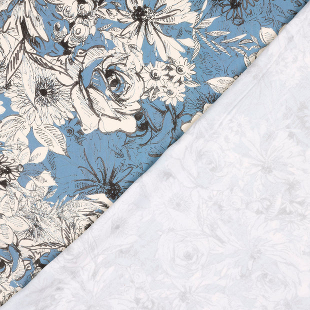 Sergé tissu fleurs imprimé numérique 