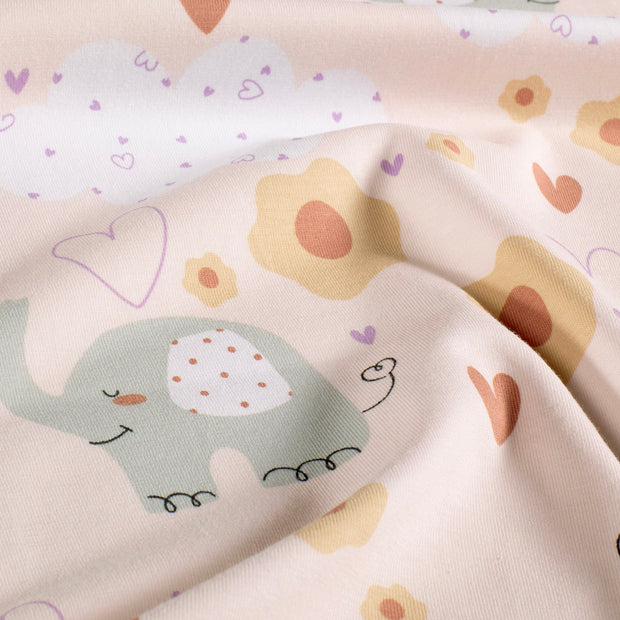 Jersey fabric Elephants Nude