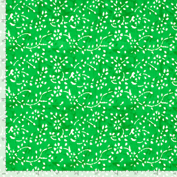 Voile fabric Flowers Lime Green