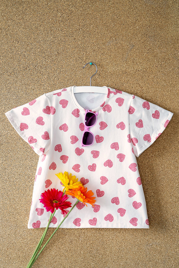 Jersey fabric Hearts Nude
