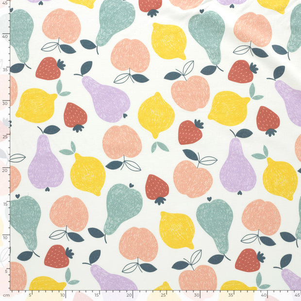 French Terry fabric Fruits Off White