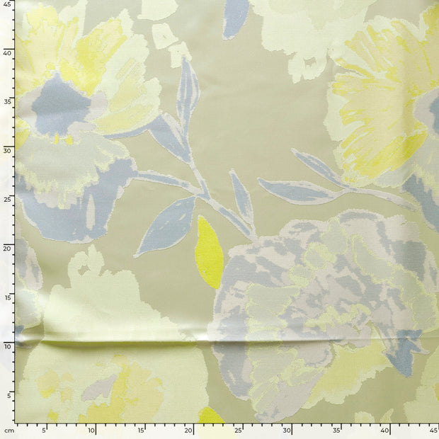 Jacquard fabrik Blumen Lime Grün