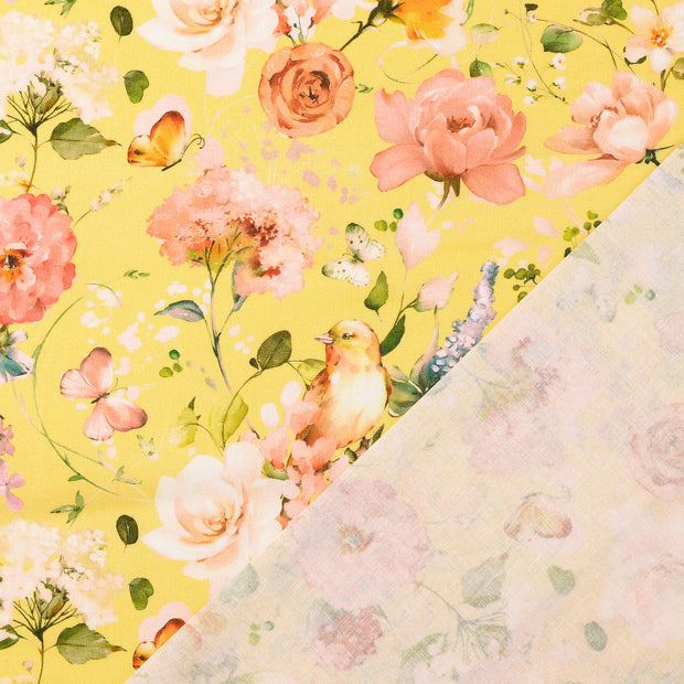 Cretonne fabric Yellow digital printed 