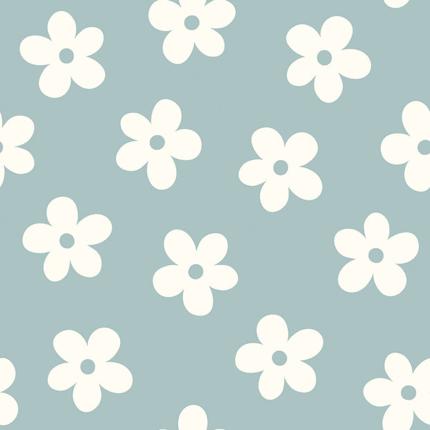 Jersey fabric Flowers Baby Blue