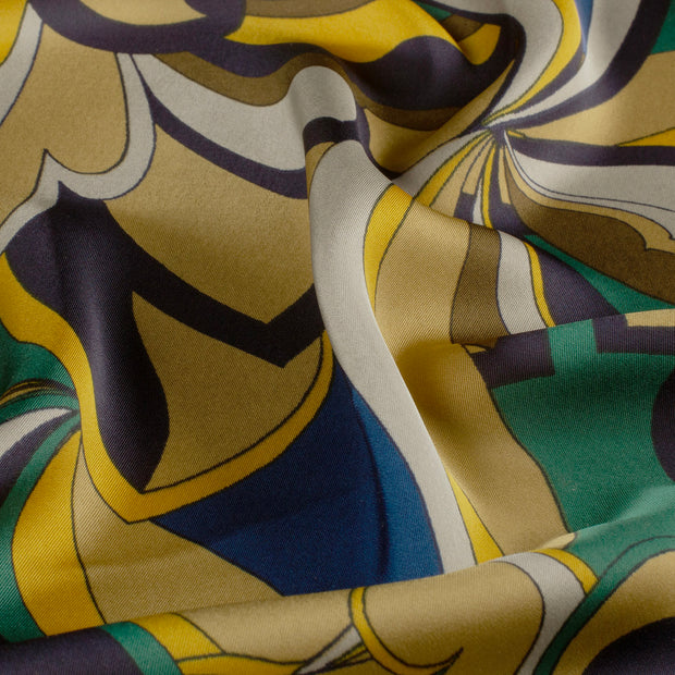 Satin Duchesse fabric Abstract Olive Green