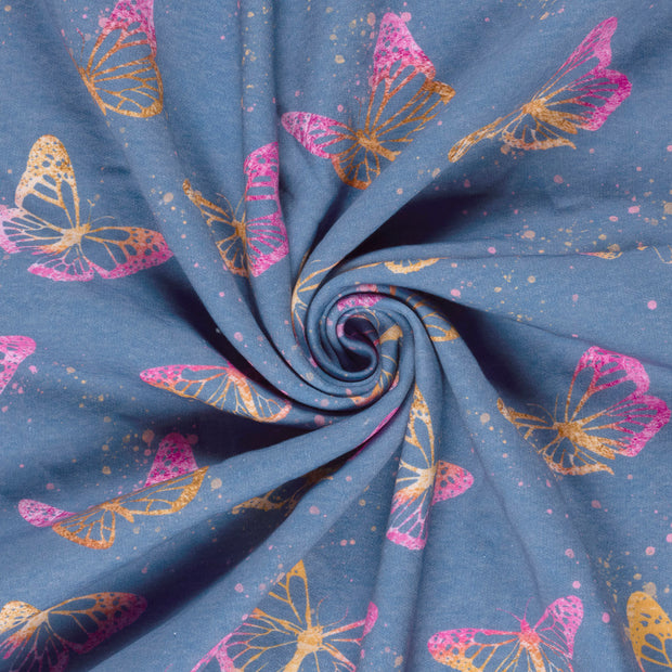 Jogging fabric Steel Blue digital printed 