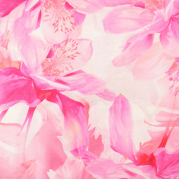 Viscose Poplin fabrik Blumen Rosa