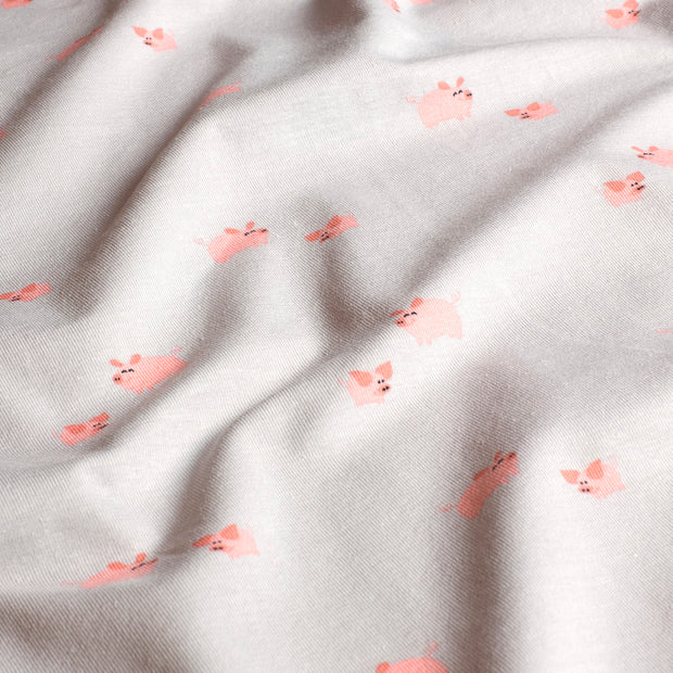 Jersey fabric Pigs Light Grey