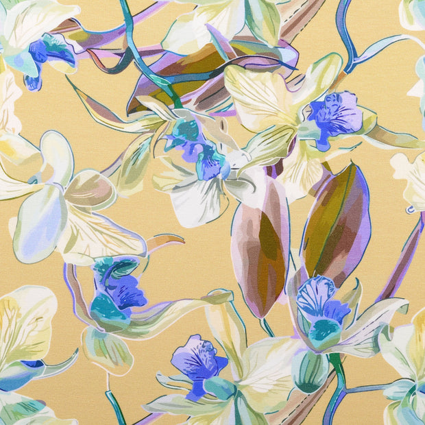 Katoen Jersey stof Bloemen Babyblauw