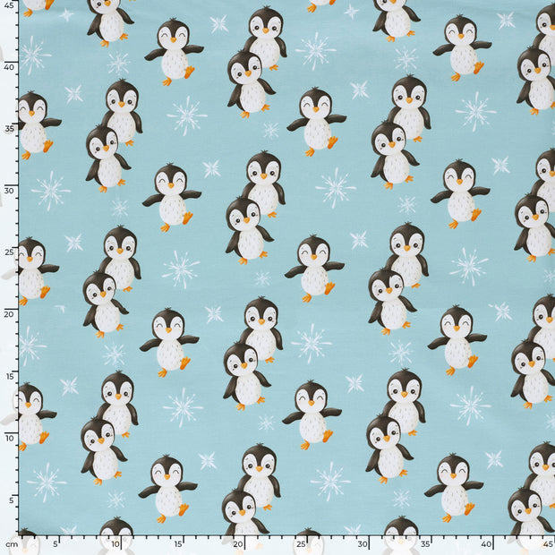  fabric Penguins Aqua