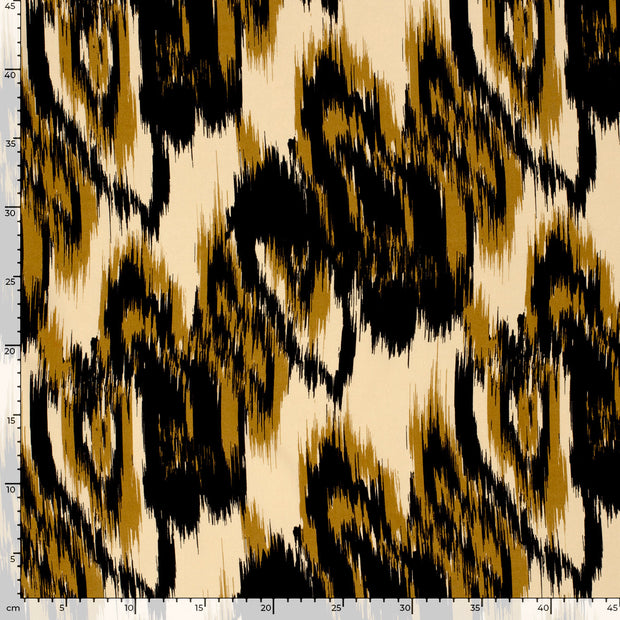 Viscose Poplin fabric Leaves Black